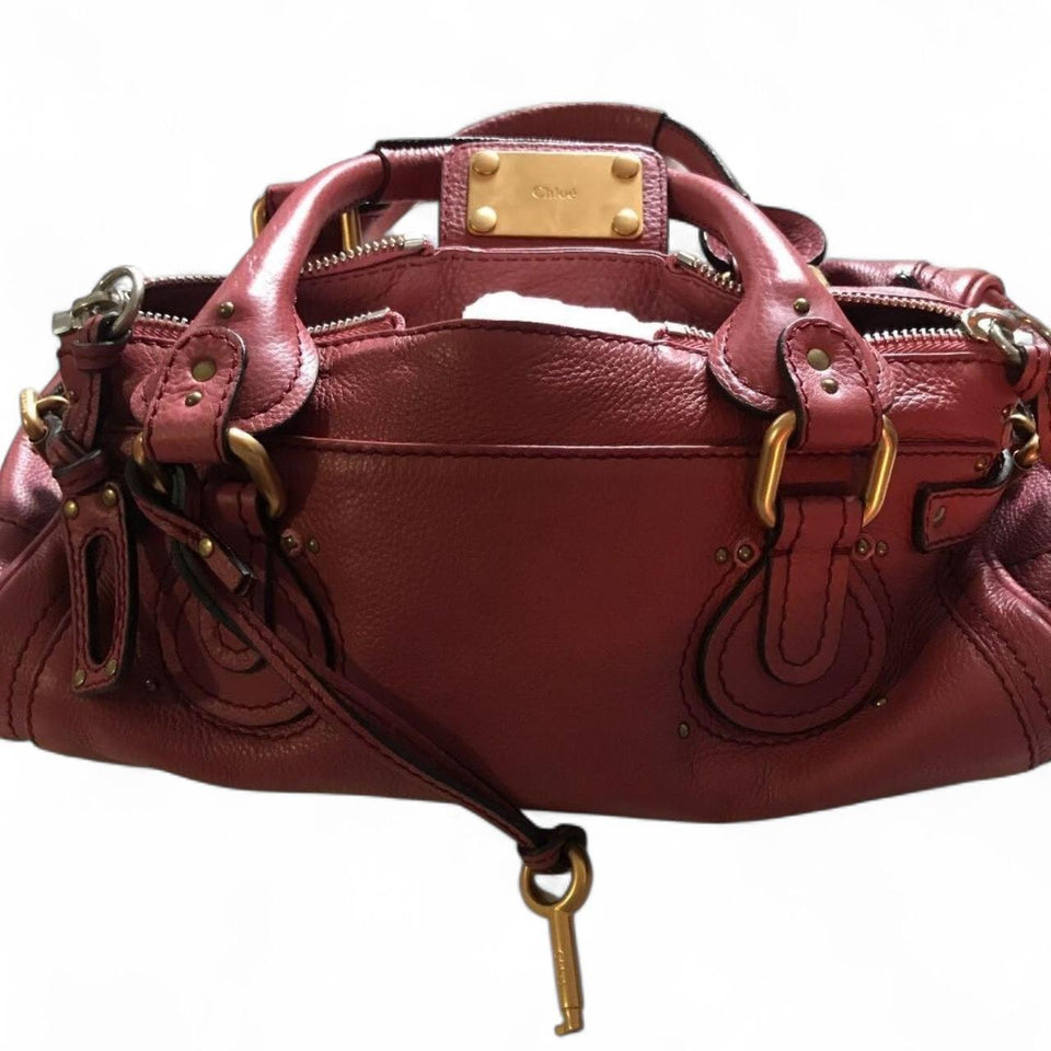 Chloe Paddington handbag mini Boston leather Bordeaux