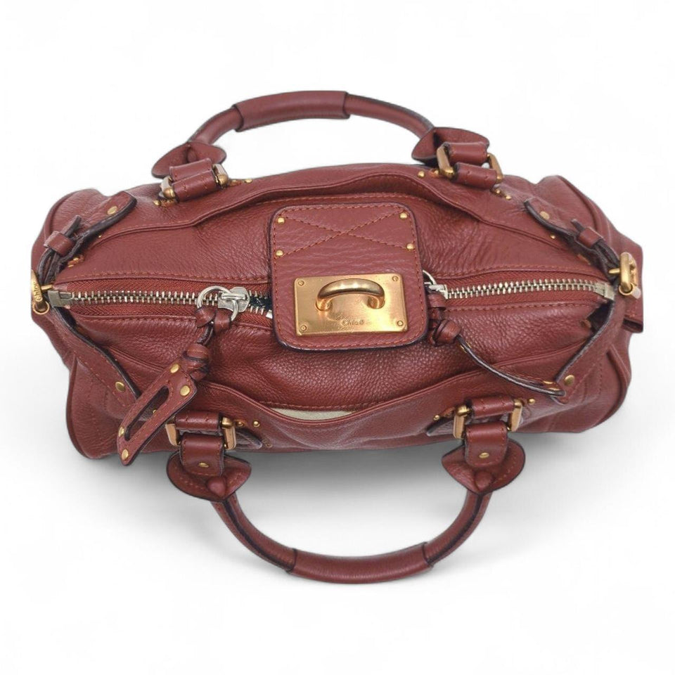 Chloe Paddington handbag mini Boston leather Bordeaux