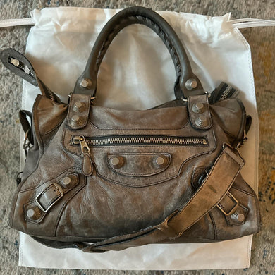 Authentic Balenciaga City Bag Giant In Faded Grey
